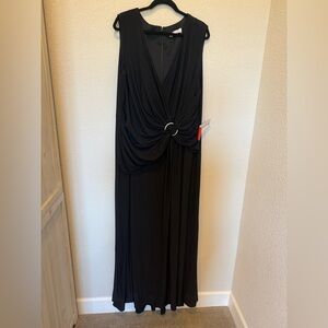 Ieena Mac Duggal Size 22 Black Sleeveless Draped Side Knot Jersey 26890 Dress